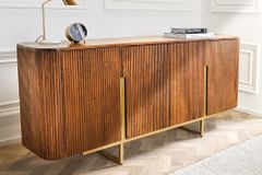 Design Sideboard GATSBY 160cm braun mattgold Mangoholz Retro