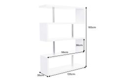 Design Regal SNAKE 165cm weiß Bücherregal Hochglanz mit fünf Böden