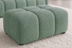 Moderner Hocker CLOUD 100cm salbei Bouclé Federkern Fußhocker Sitzhocker