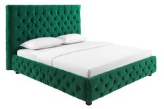 Design Boxbett PARIS 180x200cm dunkelgrün Samt Chesterfield Doppelbett
