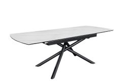 Ausziehbarer Esstisch MIKADO 180-230cm weiß Keramik schwarz Sterngestell
