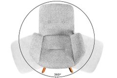 Drehbarer Design Stuhl BALTIC grau Bouclé natur Eiche Massivholz-Beine mit Armlehne