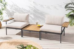 Outdoor Lounge Sitzgruppe MOBILE MODULAR 240cm anthrazit greige inkl. Kissen