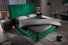 Design Boxbett PARIS 180x200cm dunkelgrün Samt Chesterfield Doppelbett