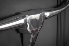 Moderne Design Wanddekoration BULL L 100cm silber Aluminium Stierkopf