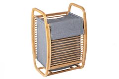 Design Wäschekorb LAGOON SPA 60cm grau Bambusholz Wäschesammler Badmöbel