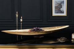 Handgearbeitete Deko Schale GOLD LEAF 80cm antik gold Aluminium