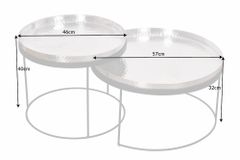 2er Set Runde Couchtische ELEMENTS 60cm silber schwarz Metall Tabletttisch Beistelltisch