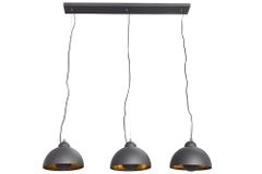 Elegante Hängelampe STUDIO 3 110cm schwarz Blattgold-Optik drei Schirme
