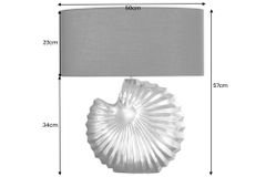 Design Tischlampe SHELL 60cm gold schwarz Metall Stoffschirm maritim