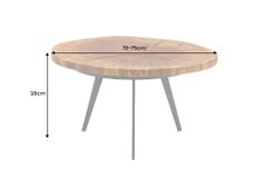Runder Couchtisch ARBOR 75cm natur Eiche Massivholz schwarz Metall Beistelltisch