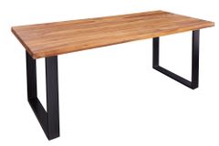 Massivholz Esstisch IRON CRAFT 180cm braun schwarz Sheesham stone finish Industrial