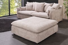 Großer Hocker HEAVEN 100cm champagner beige Bouclé Polsterhocker Federkern