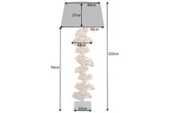 Design Stehlampe GINKGO 122cm schwarz Stoffschirm gold Metall handmade Marmor-Fuß