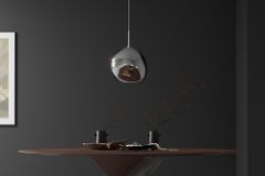 Runde Hängelampe LIQUID DIAMOND 20cm smoke Glas Stahl Kugelleuchte