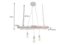 Industrial Hängelampe BARRACUDA 70cm recyceltes Massivholz mit 3 Leuchten
