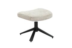 Drehbarer Hocker CLOUD champagner beige Chenillestoff schwarz Metall Fußhocker