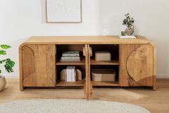 Massives Sideboard ART DECO 170cm cream finish beige Mangoholz abgerundet
