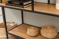 Industrial Bücherregal SLIM LINE 185x135cm Wildeiche schwarz sechs Regalböden