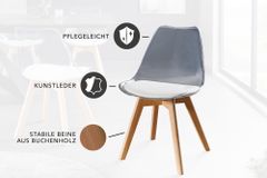 Design Stuhl SCANDINAVIA MEISTERSTÜCK transparent weiß Kunststoff Buchenholz natur