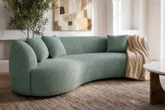Organisches Sofa ATELIER 230cm salbei Bouclé 3-Sitzer Couch inkl. Kissen