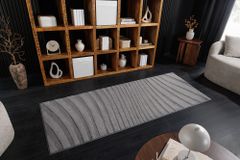 3D strukturierter Teppich WAVE 200x80cm anthrazit Kurzflor Indoor Teppichläufer