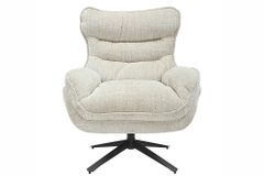 Drehbarer Sessel CLOUD champagner beige Chenille schwarz Metall
