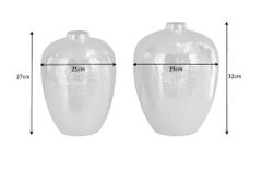 Elegantes Vasen 2er Set ORIENTAL 32cm silber im Rice Hammerschlag Design