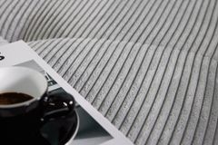 Modernes Ecksofa KENT 220cm hellgrau Cord inkl. Hocker Federkern L-Form Wohnlandschaft