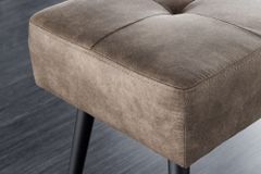 Design Sitzbank BOUTIQUE 100cm antik taupe Microfaser schwarze Metallbeine Polsterbank