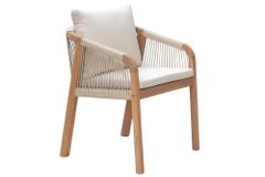 In- und Outdoor Gartenstuhl BALI ROPE natur beige Akazie wetterfest mit Armlehne Kissen
