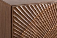 Massives Highboard GOLDEN SUNSET 120cm braun gold Mangoholz mit 3D Schnitzereien