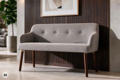 Nordische Sitzbank SCANDINAVIA MEISTERSTÜCK 115cm taupe braun Massivholz mit Armlehne » Jetzt kaufen