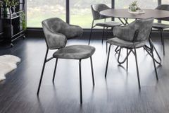 Design Stuhl VOGUE grau Samt schwarze Metallbeine