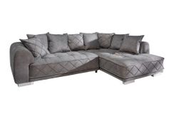 Modernes XXL Ecksofa DECADENCIA 320cm silbergrau Samt Bigsofa inkl. Kissen