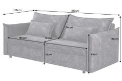 XXL Sofa mit Schlaffunktion APARTMENT grau Samt inkl. Bettkasten und Kissen