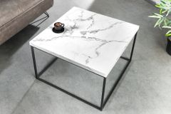 Moderner Couchtisch ARCHITECTURE 60cm weiß Marmor-Design Metallgestell