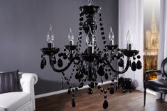 Eleganter Kronleuchter  BLACK CRYSTAL 55cm schwarz Acryl 5-armig Lüster