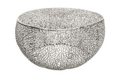 Filigraner Design Couchtisch ABSTRACT LEAF 80cm silber Handarbeit