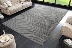 3D strukturierter Kurzflor Teppich WAVE 230x160cm anthrazit Hoch-Tief-Effekt