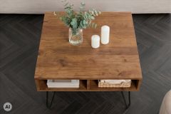 Massiver Couchtisch SCORPION 60cm braun honey finish Mangoholz mit Hairpin Legs