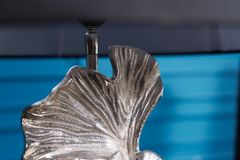 Design Stehlampe GINKGO 122cm schwarz Stoffschirm silber Metall handmade Marmor-Fuß