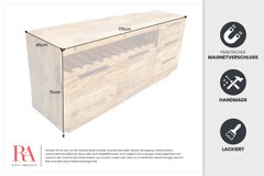 Massives Sideboard IRON CRAFT 175cm natur Mangoholz mit Schubladen Weinregal