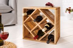 Massivholz Weinregal CUBUS 40cm Mango handmade Beistelltisch