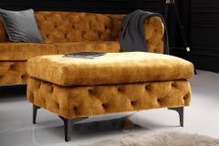 Chesterfield Hocker MODERN BAROCK 90cm senfgelb Samt Sitzhocker Fußhocker