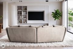 Modernes Big Sofa ROYAL 295cm greige Veloursstoff Federkern XXL-Couch