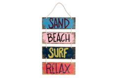 Maritimes Wandschild SURF & BEACH 110cm buntes Holzdesign Deko-Schild
