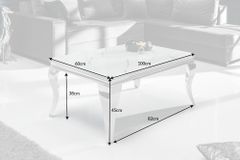 Eleganter Couchtisch MODERN BAROCK 100cm Glasplatte in Marmoroptik Edelstahlbeine