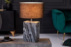 Design Tischlampe NOBLE 55cm schwarz Marmorfuß Stoffschirm