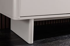 Design Highboard SAVOY 130cm kaschmir weiß Marmor Keramik mit Stauraum und 3D-Front
